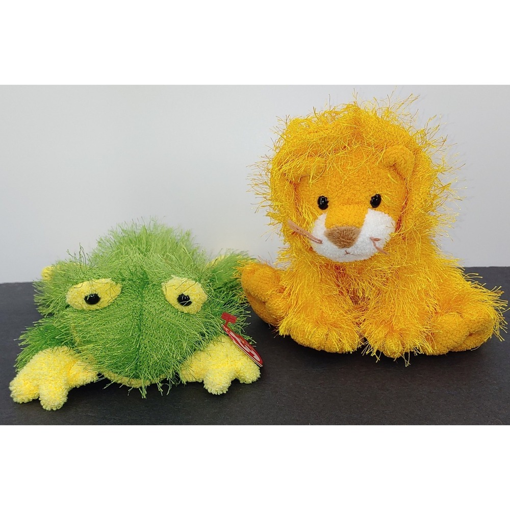 Lot Of 2 Ty Punkies Beanie Hopscotch The Frog And Kitty The Lion Plush Vintage